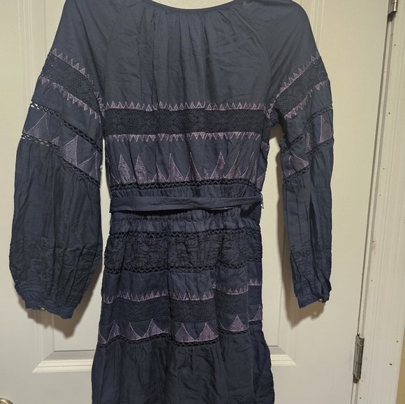 Anthropologie Navy and Lavender Long Sleeve Dress - Picture 3 of 5